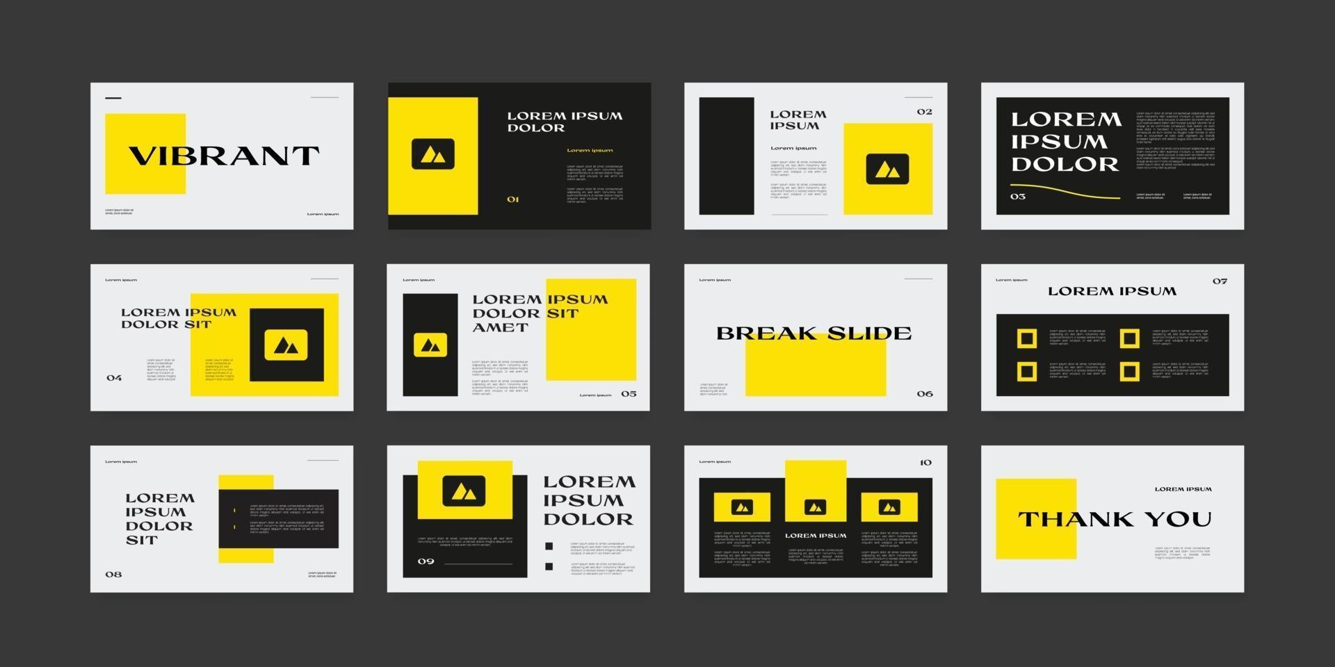 design moderno e vibrante de layout de slides para apresentações vetor
