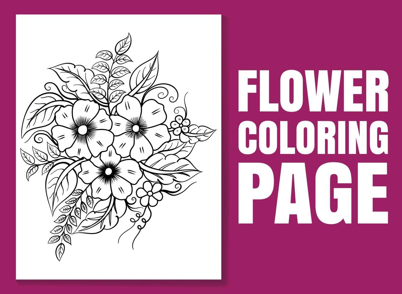 página para colorir de flores. página de livro para colorir para adultos e crianças. vetor