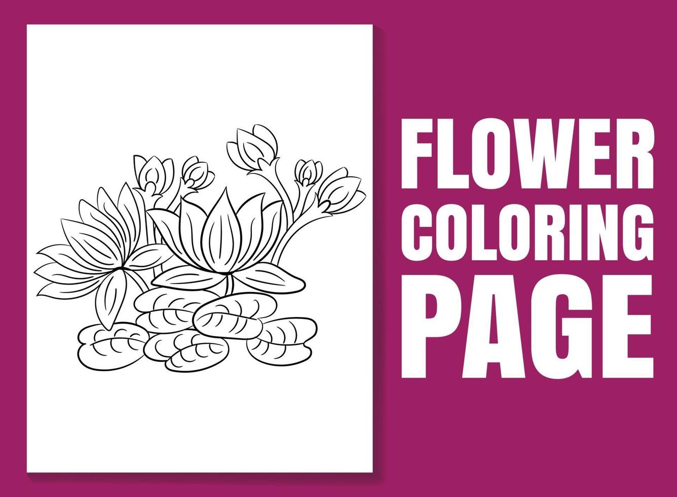 página para colorir de flores. livro de colorir para adultos e crianças vetor