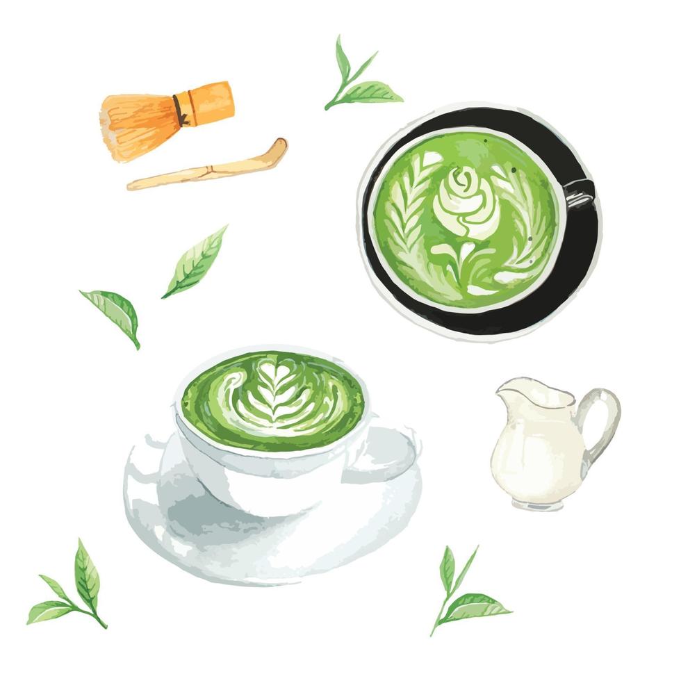 menu de matcha latte vetor