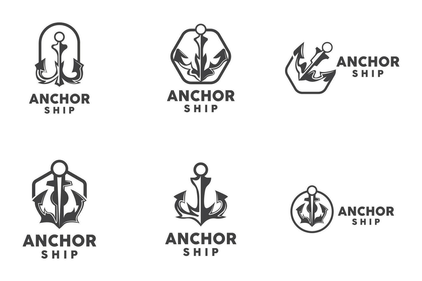 simples navio âncora logotipo projeto, silhueta vetor ilustração