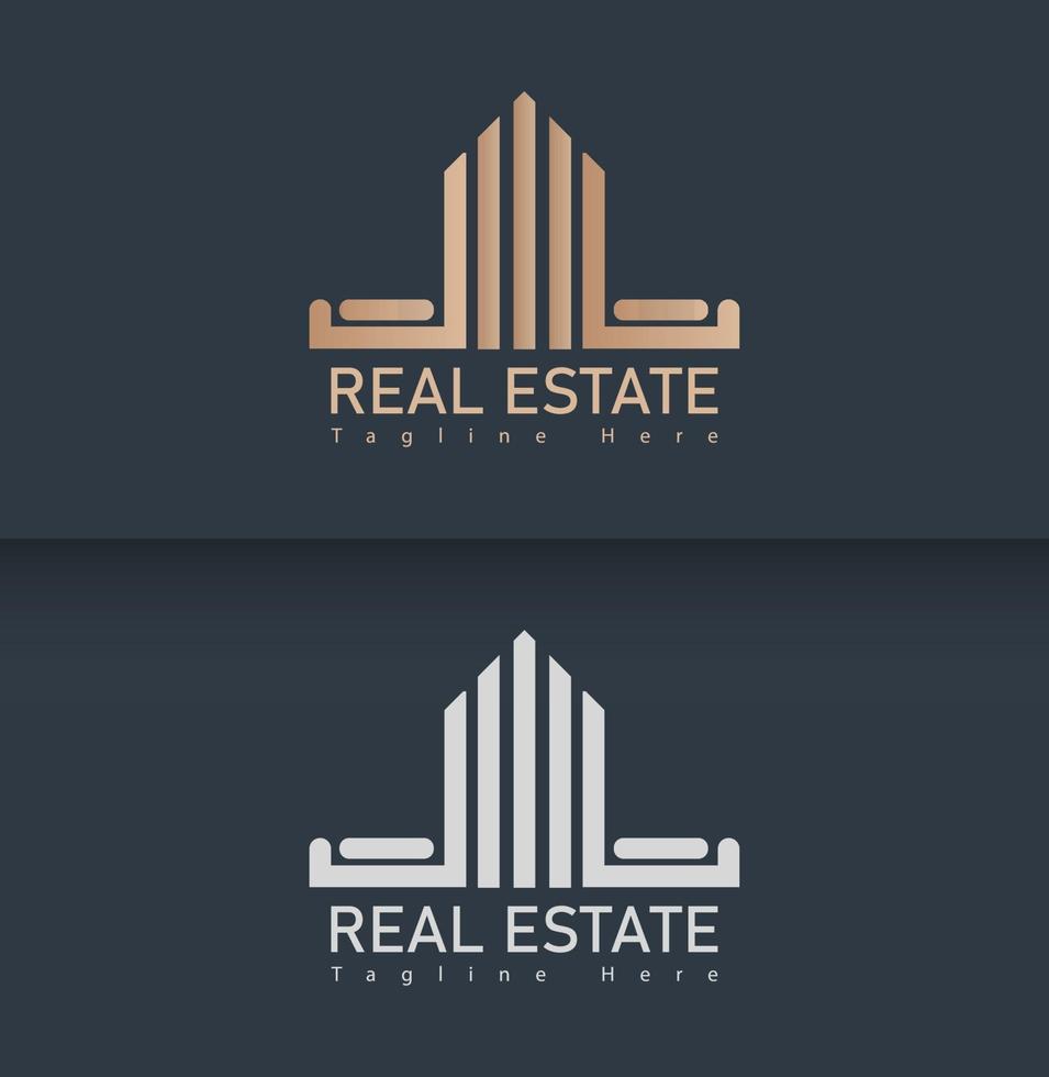 estilo de linhas de logotipo de imóveis e construção vetor