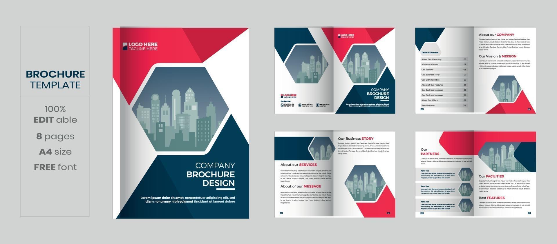 design de modelo de brochura, design mínimo de brochura comercial com várias páginas vetor