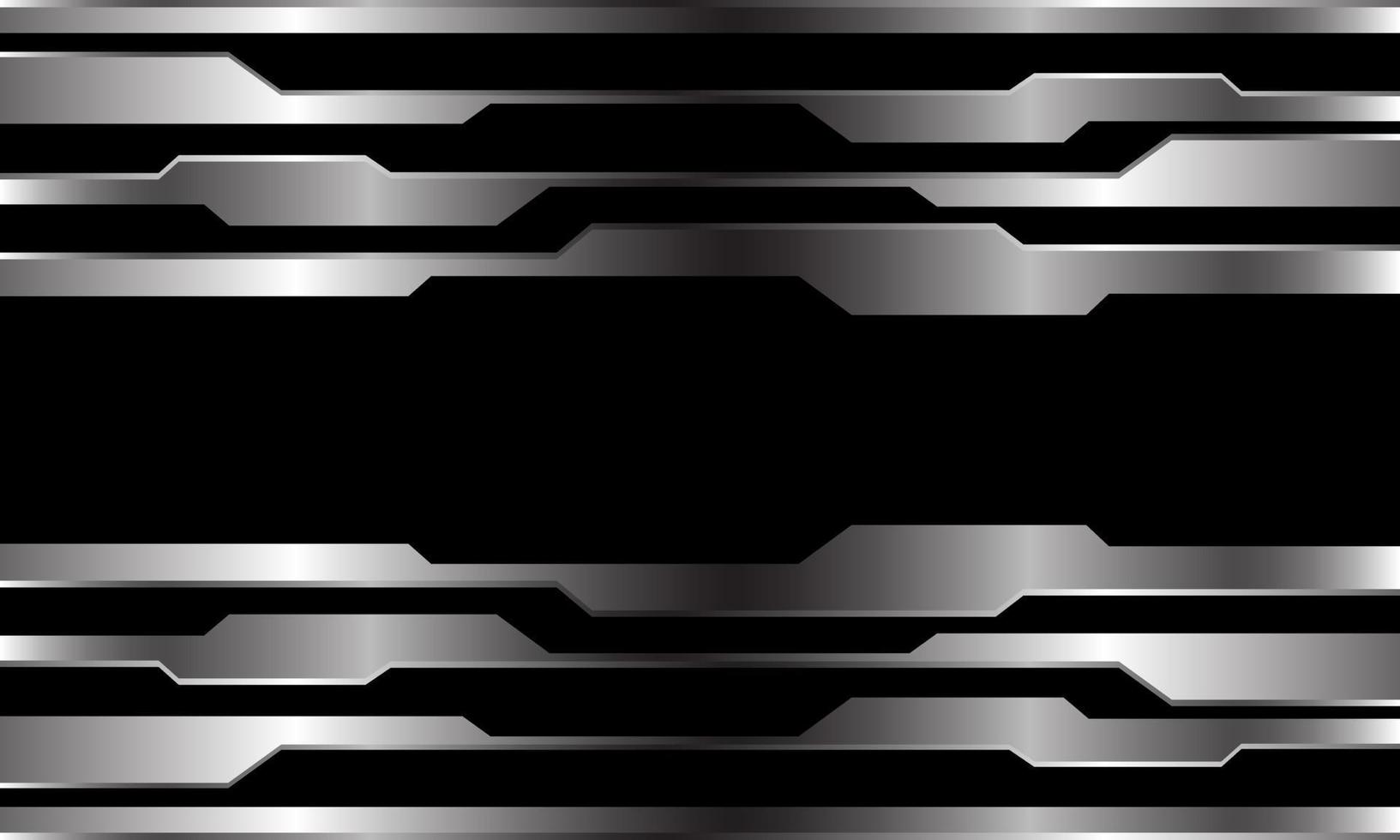 circuito cibernético de linha prata abstrata em preto vetor