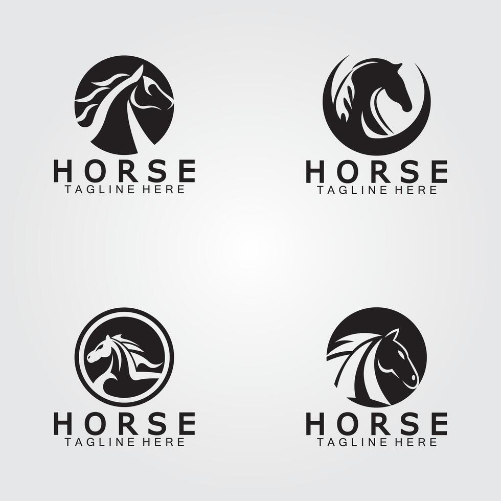 Preto cavalo cabeça silhueta logotipo vetor ilustração