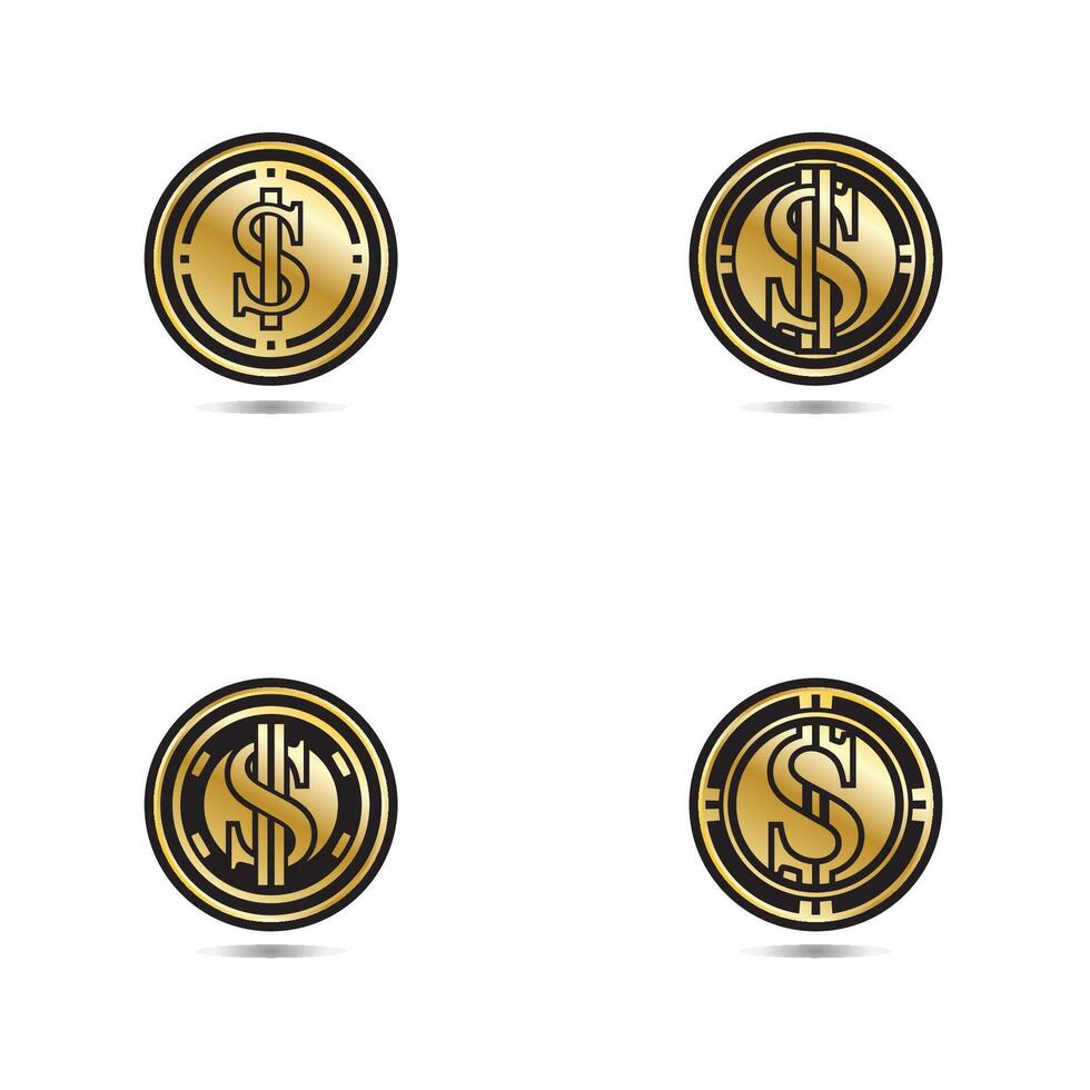 ouro moeda com dólar placa ilustração. vetor dólar moeda ícone isolado em branco fundo