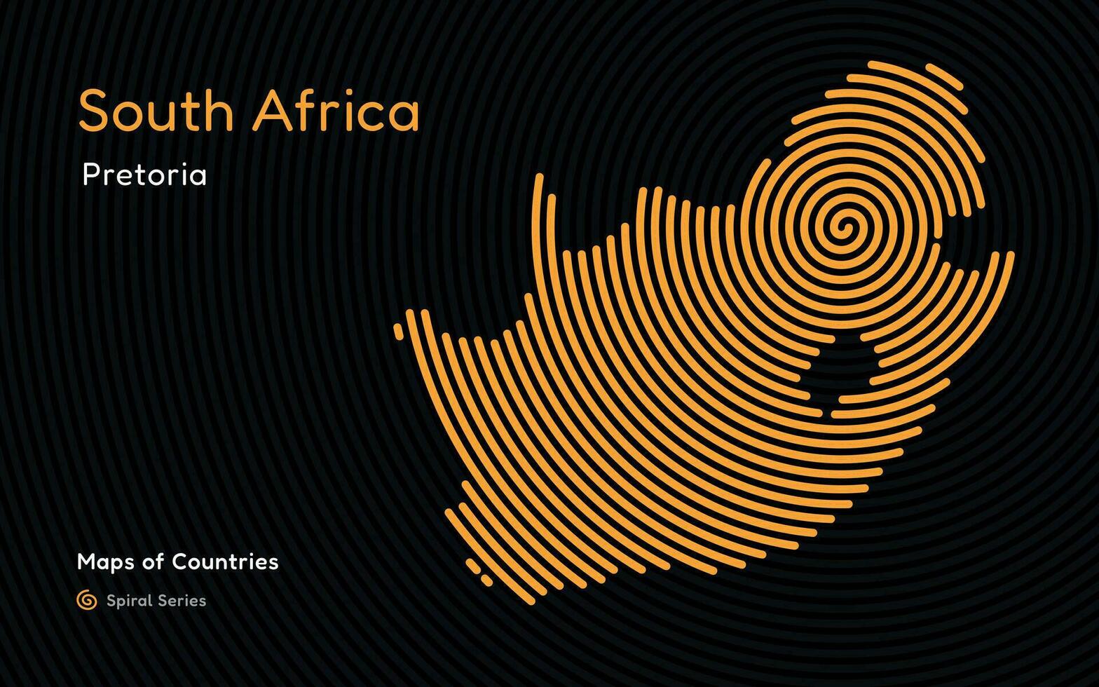 criativo mapa do sul África, político mapa. pretória. capital. mundo países vetor mapas Series. espiral, impressão digital Series