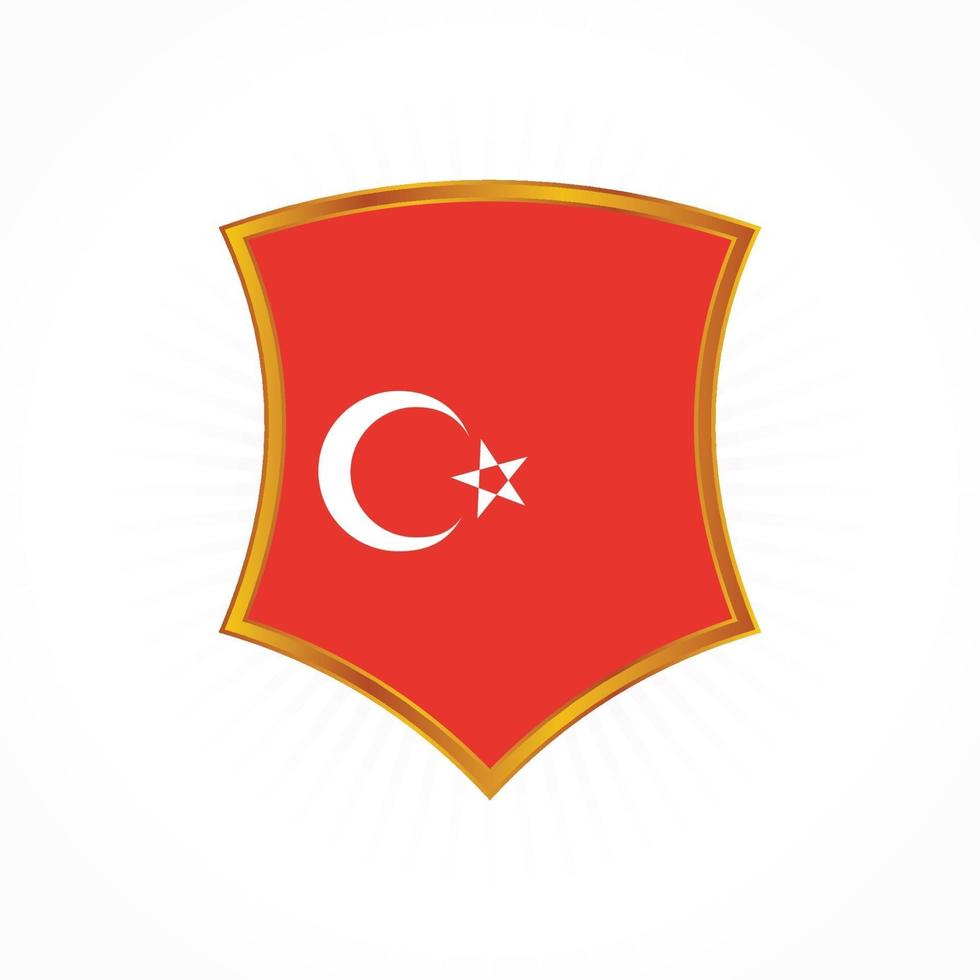 vetor de bandeira da Turquia com moldura de escudo