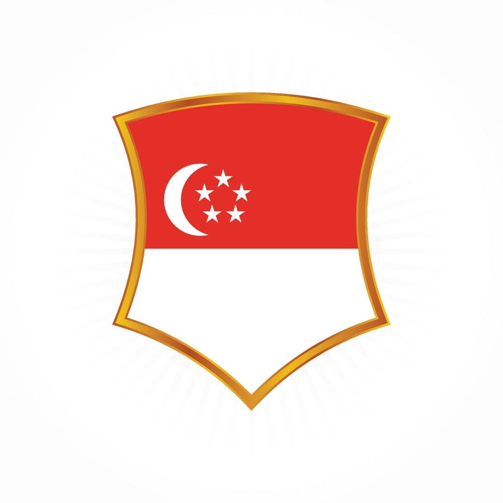 Vetor de bandeira de Singapura com moldura de escudo