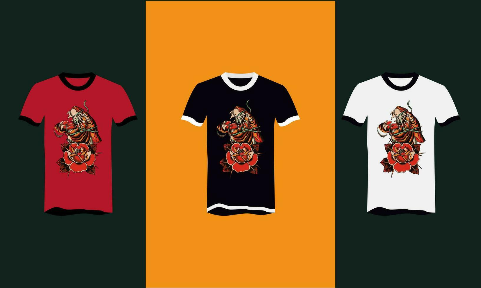 cabeça tigre e flores vetor t camisa Projeto