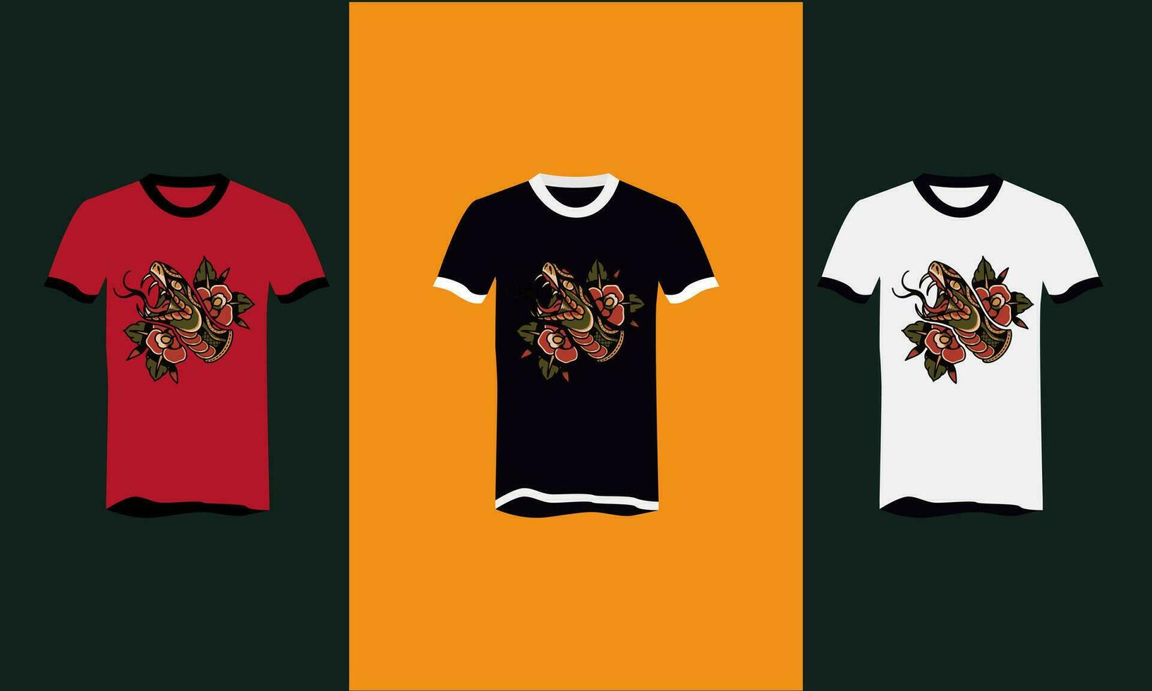 cabeça serpente e flores vetor t camisa Projeto