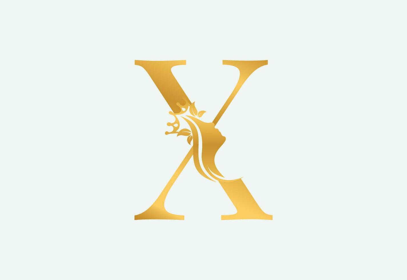 beleza monograma carta x mulher silhueta logotipo Projeto vetor