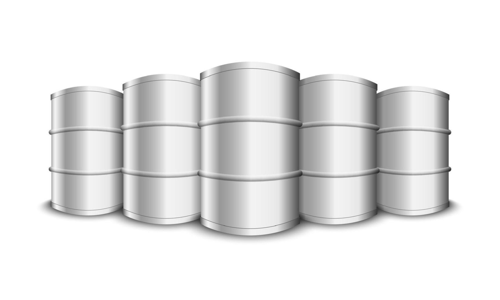barris de óleo de metal isolados no fundo branco, ilustração vetorial vetor