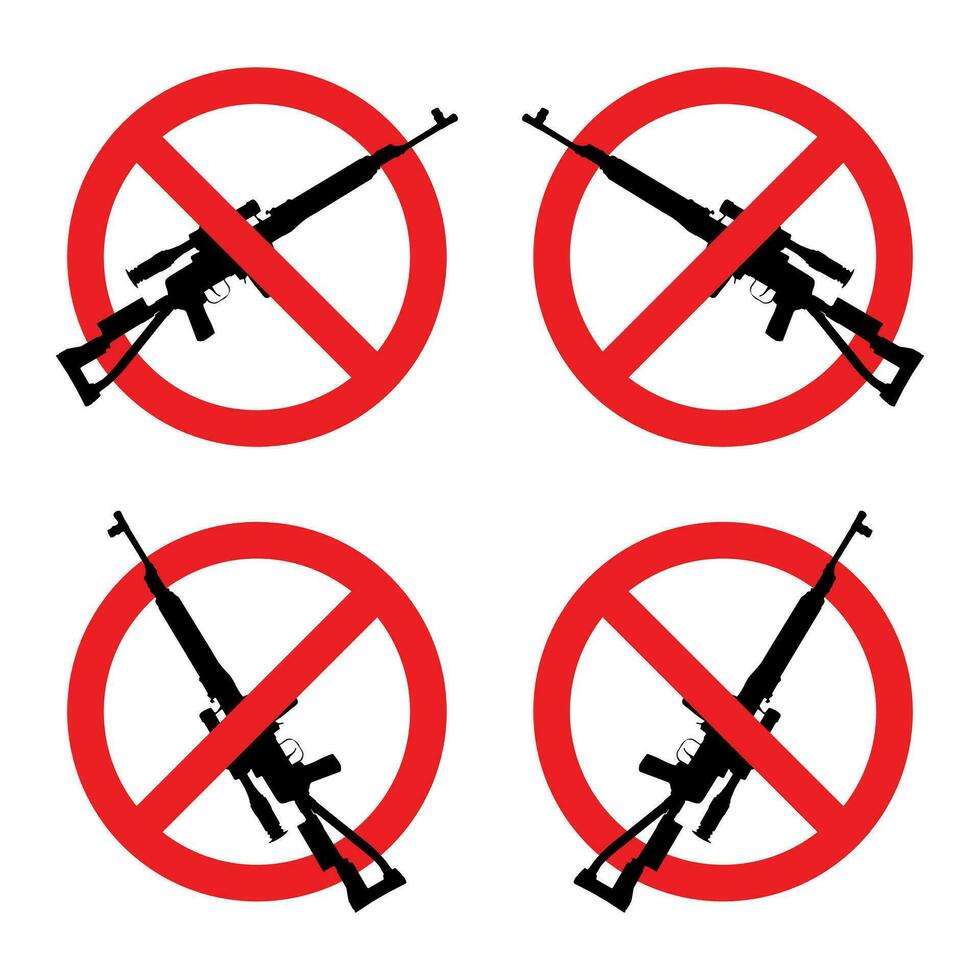 Pare arma de fogo violência sinal, arma de fogo ao controle placa vetor. vetor