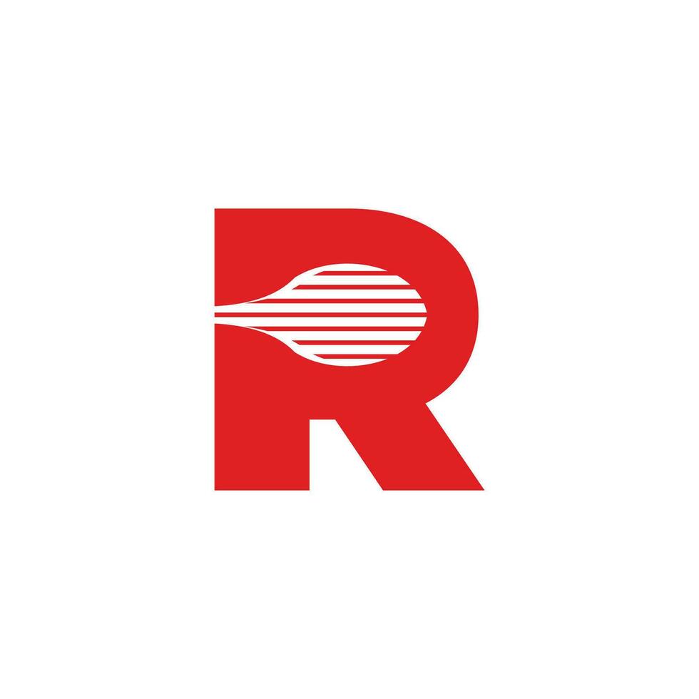 carta r movimento foguete símbolo logotipo vetor