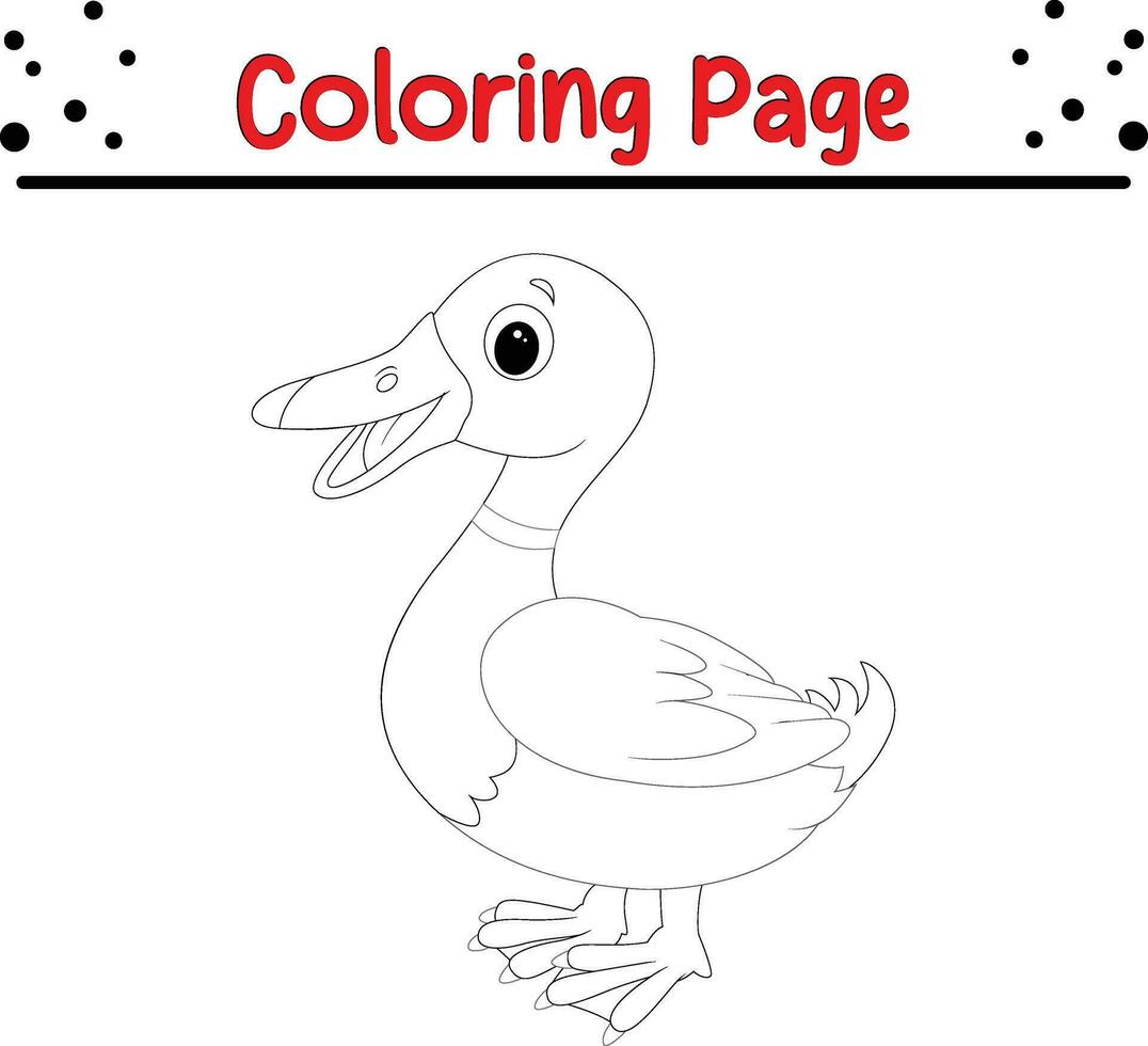 fofa Pato coloração página. Preto e branco vetor ilustração para uma coloração livro.