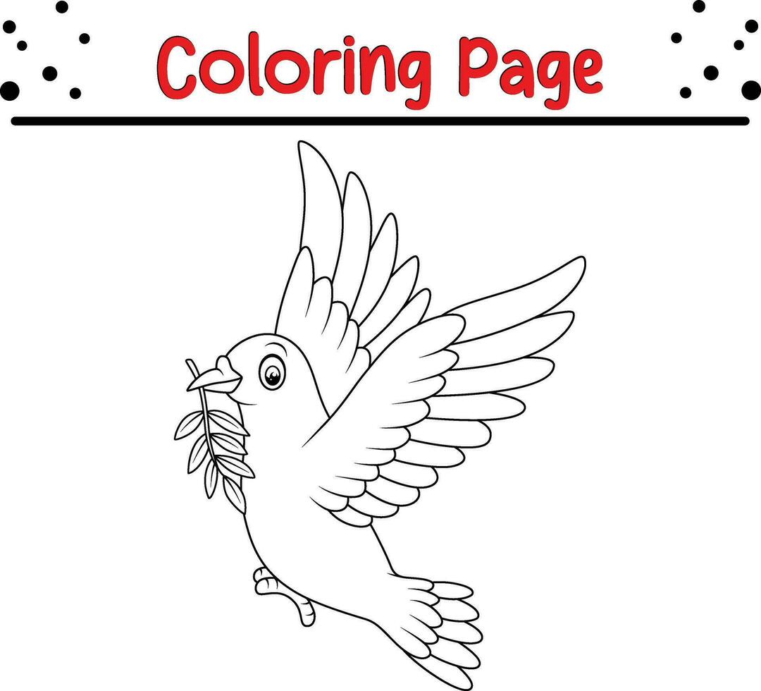 fofa Pombo pássaro coloração página. Preto e branco vetor ilustração para uma coloração livro.