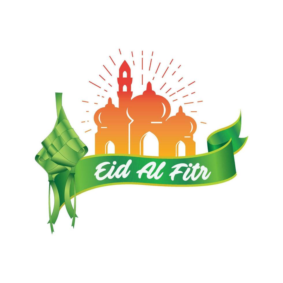 eid al fitr bandeira com mascarar fundo vetor