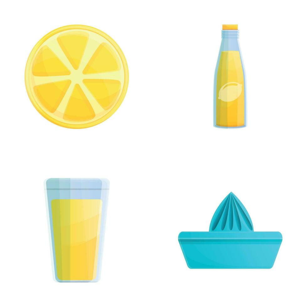 limonada fazer ícones conjunto desenho animado vetor. fresco limonada vetor