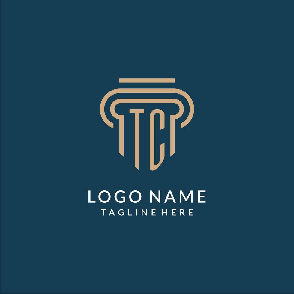 inicial tc pilar logotipo estilo, luxo moderno advogado legal lei empresa logotipo Projeto vetor