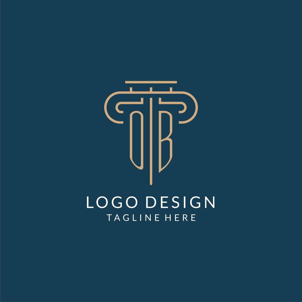 inicial carta ob pilar logotipo, lei empresa logotipo Projeto inspiração vetor