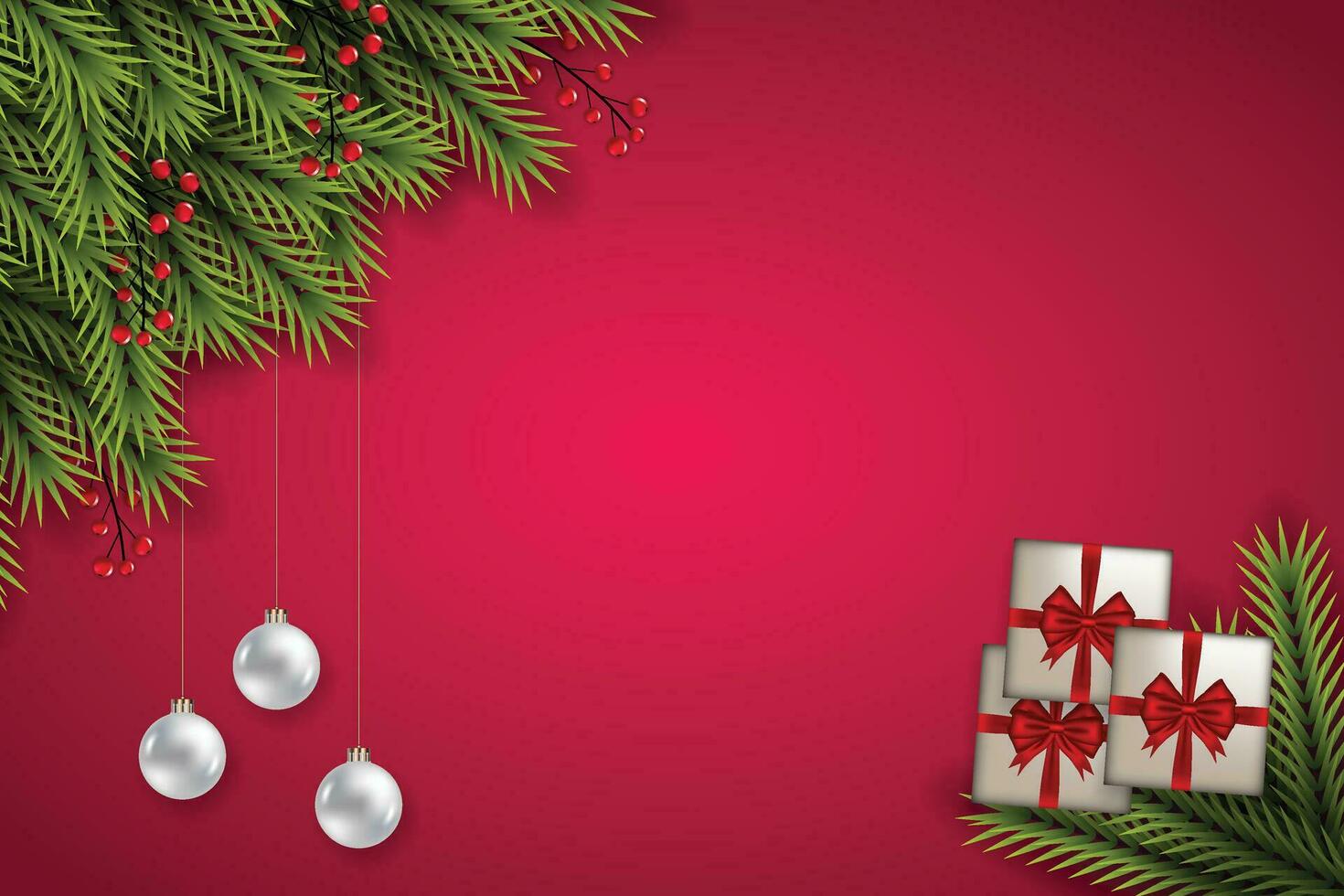 alegre Natal fundo com pinho ramo, natal bola e Natal elemento vetor ilustração
