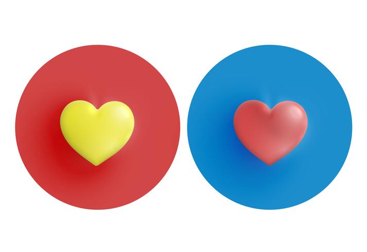 Corações amarelas e vermelhas no círculo, ilustração vetorial vetor