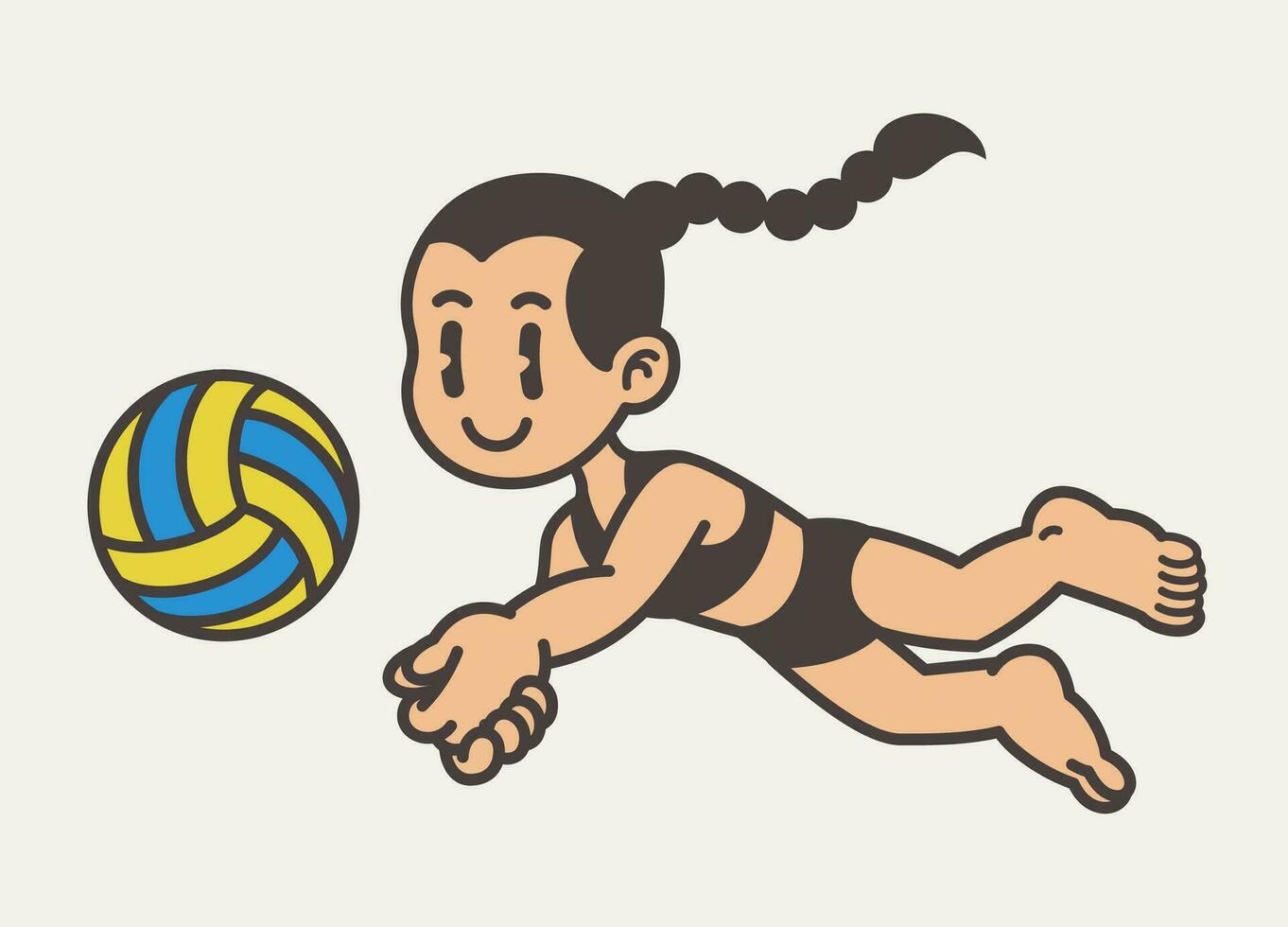 feliz menina jogando de praia voleibol vetor