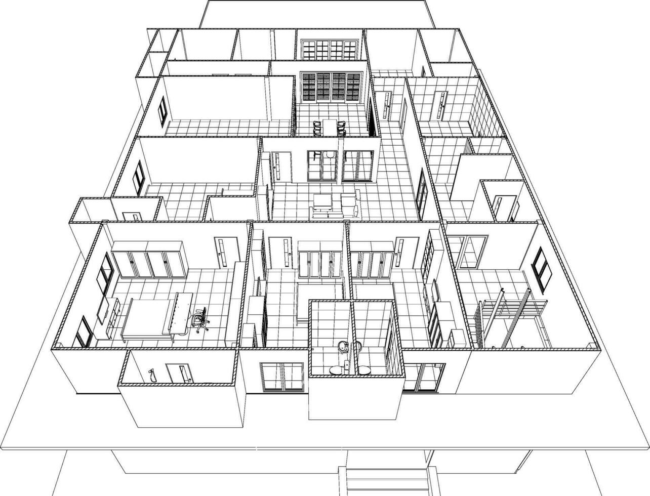 3d ilustração do residencial projeto vetor