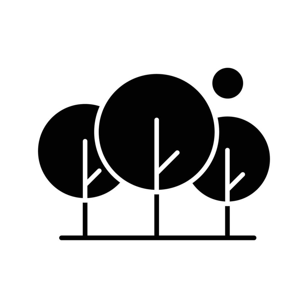 floresta árvore ícone. simples sólido estilo. natureza floresta paisagem, ar livre, carvalho, porta-malas, plantar conceito. silhueta, glifo símbolo. vetor ilustração isolado.