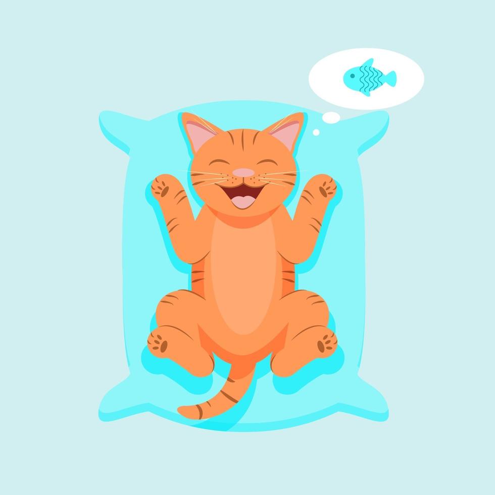 sorrindo bonito gato vermelho. ilustração vetorial plana. vetor