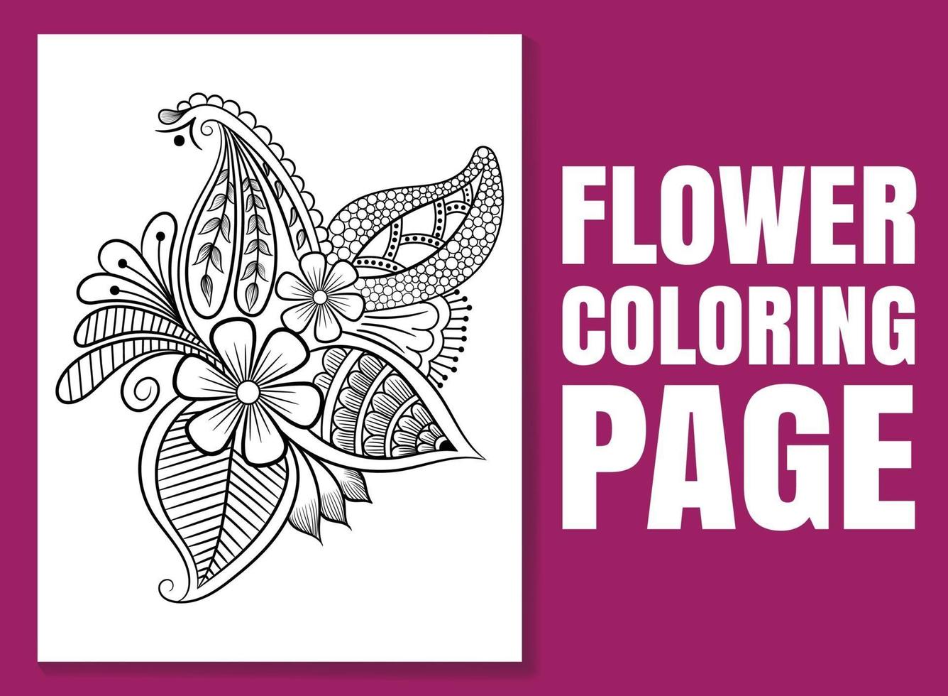 página do livro de colorir floral para adultos e crianças. página para colorir vetor