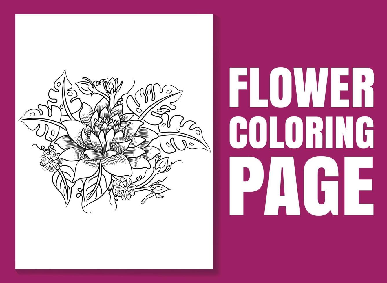 página do livro de colorir floral para adultos e crianças. página para colorir vetor