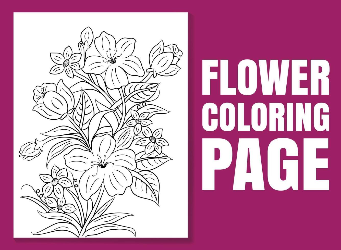 página do livro de colorir floral para adultos e crianças. página para colorir vetor