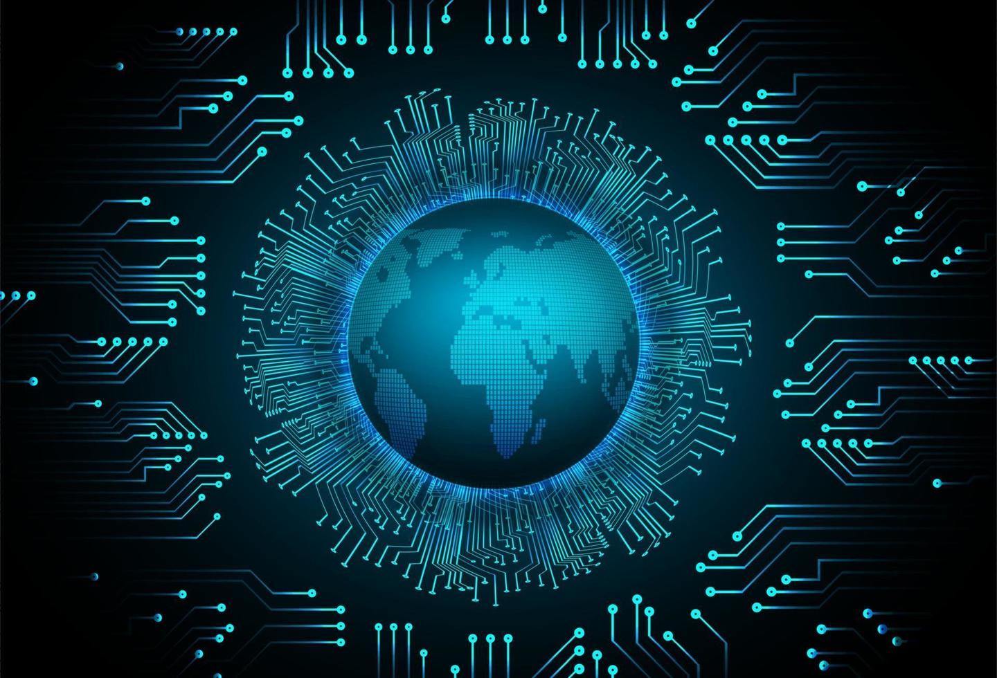 tecnologia futura da placa de circuito binário mundial, segurança cibernética hud azul vetor