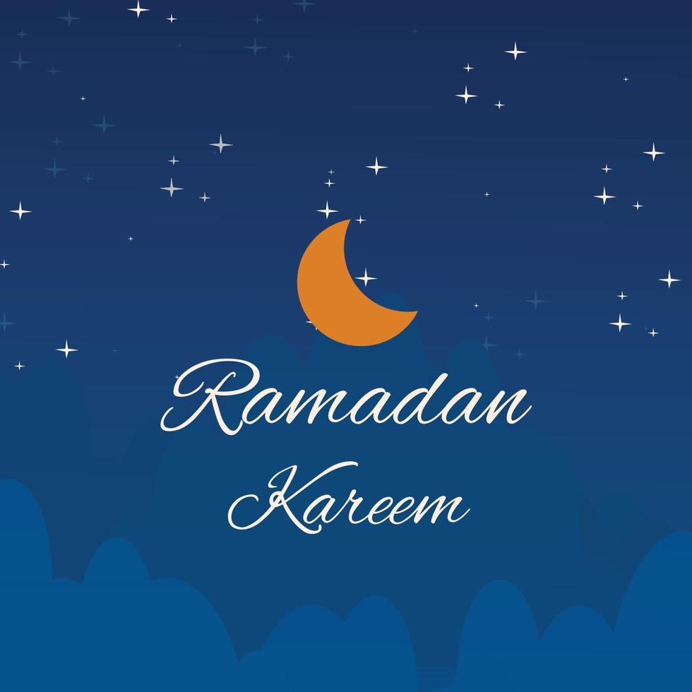 fundo ramadan kareem com latern no céu noturno vetor