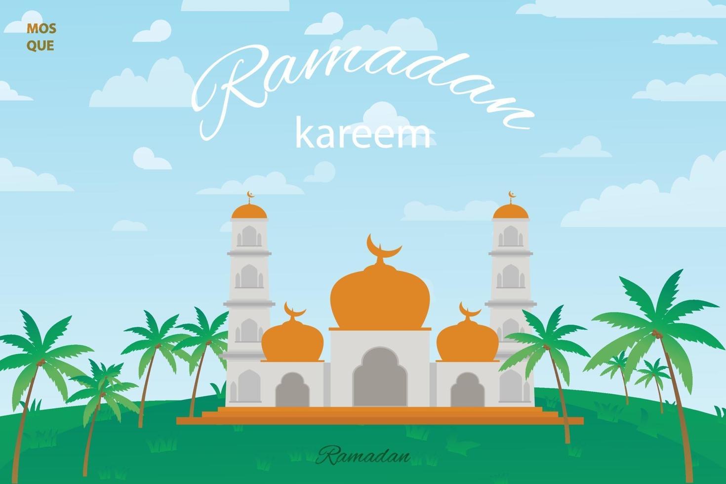 fundo ramadan kareem com mesquita vetor