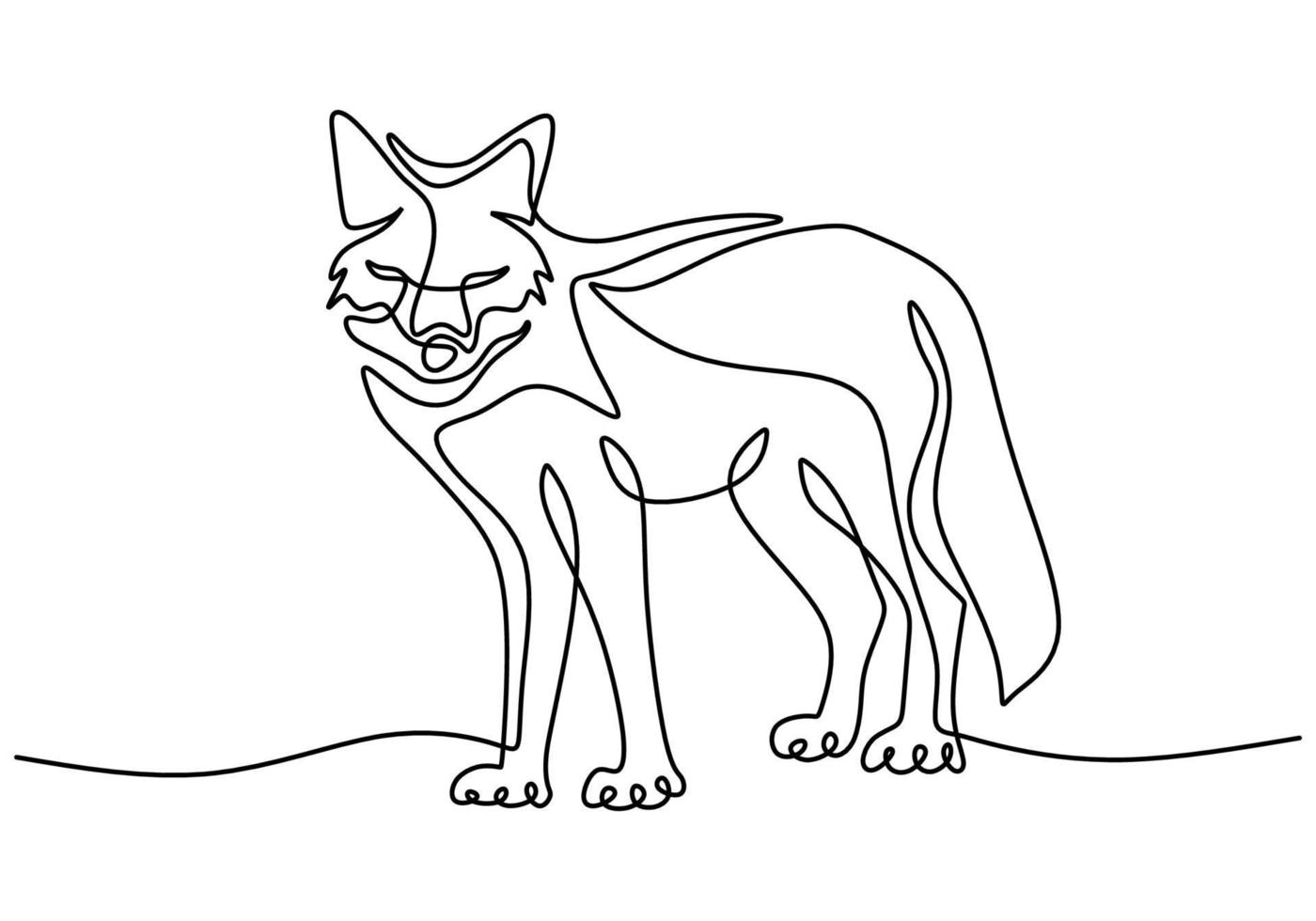 um desenho de linha contínua de raposa fofa vetor