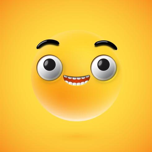 Emoticon feliz altamente detalhado, ilustração vetorial vetor