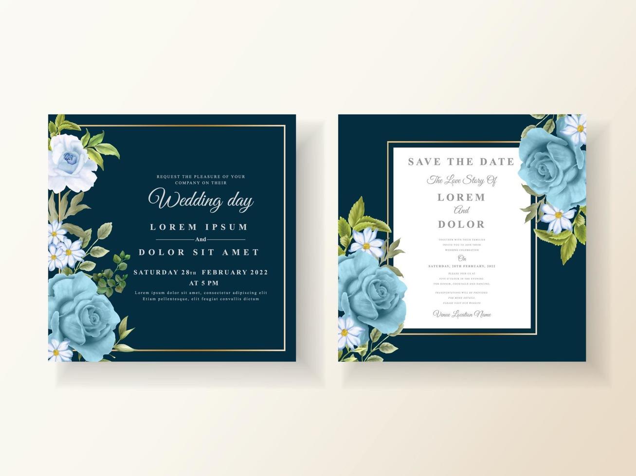 cartão de convite de casamento em aquarela floral elegante vetor