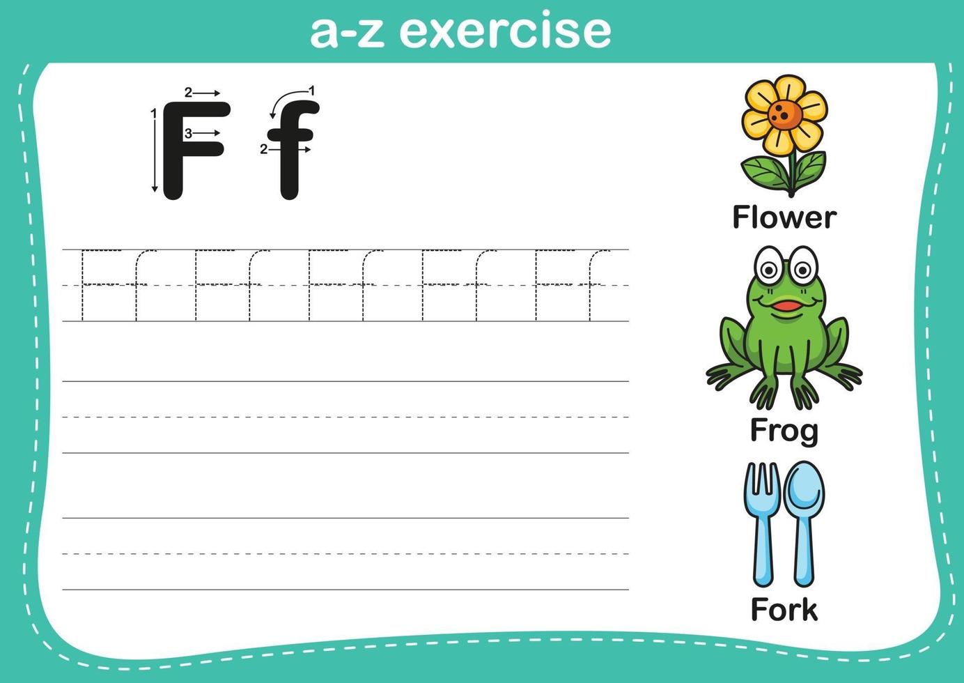 alfabeto az exercício com ilustração de vocabulário de desenho animado vetor