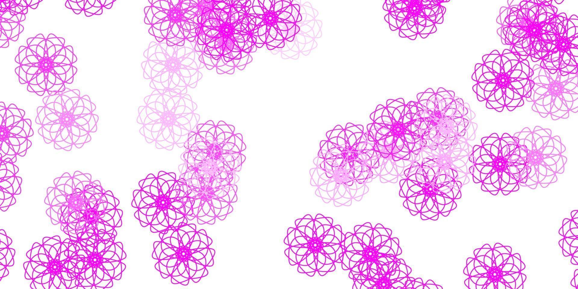 padrão de doodle de vetor rosa claro com flores.