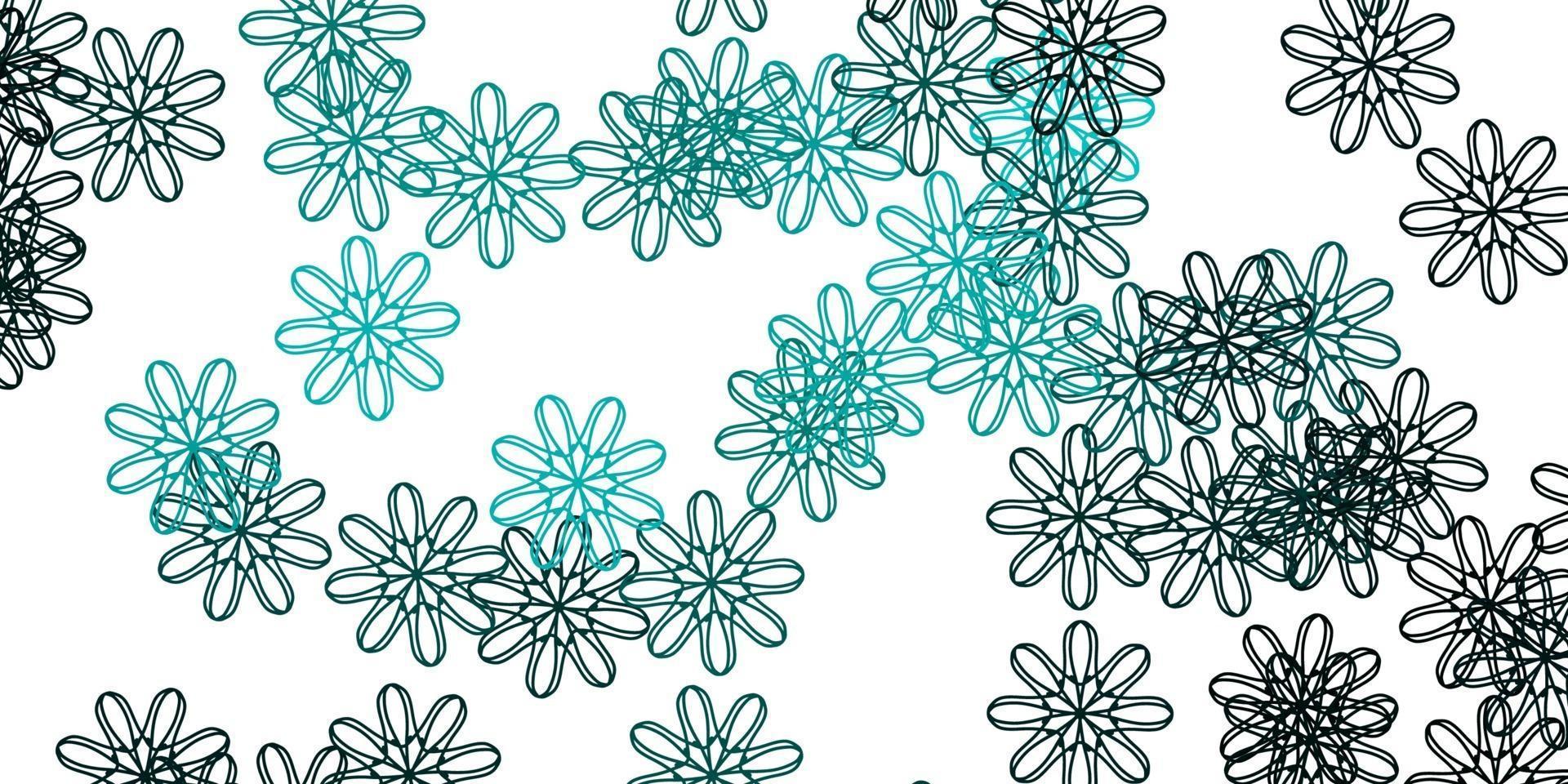 textura de doodle de vetor verde claro com flores.