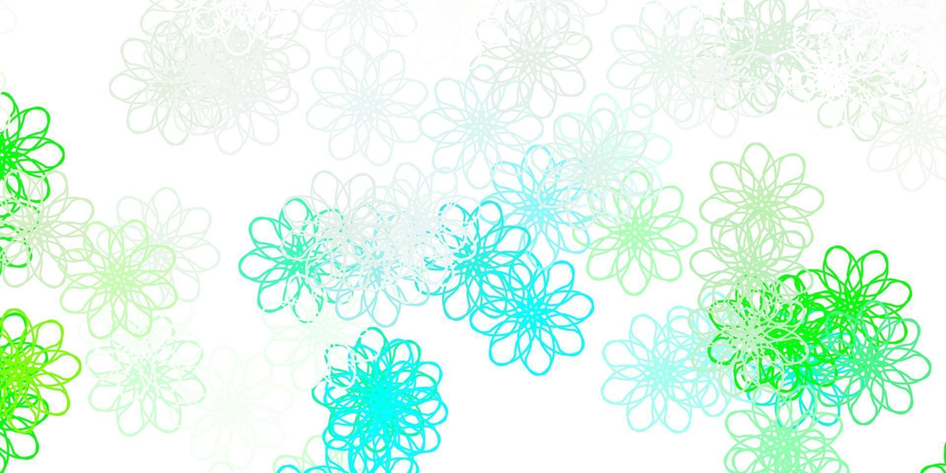 fundo do doodle do vetor verde claro com flores.