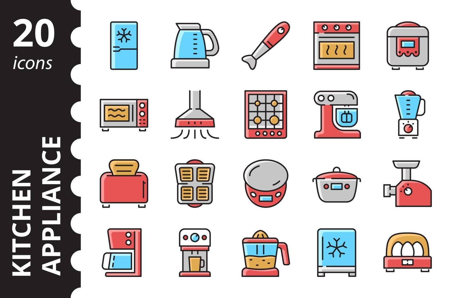 aparelhos de cozinha - conjunto de ícones coloridos lineares. símbolos de vetor simples.