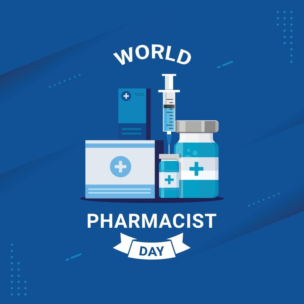 ilustração vetorial de celebração de banner do dia mundial do farmacêutico vetor