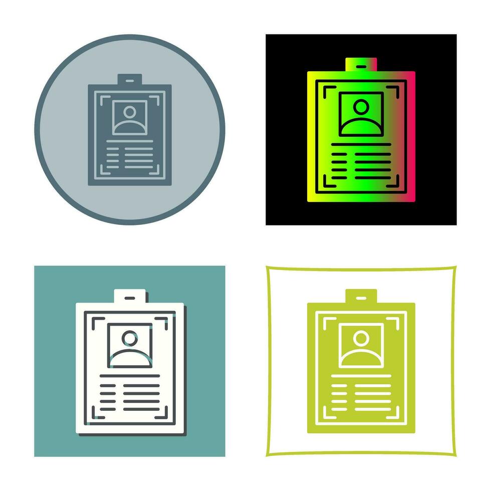 ícone de vetor de cartão de identificação