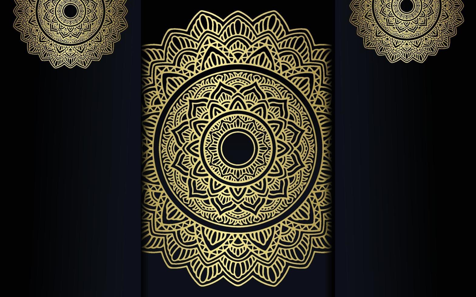 Fundo ornamentado de mandala de ouro de luxo para convite de casamento vetor