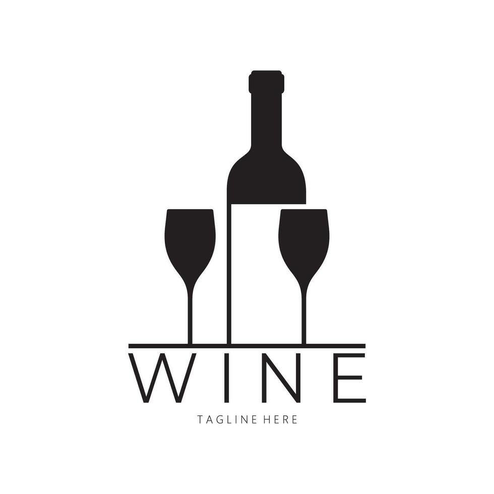 vinho logotipo com vinho óculos e garrafas.para noite clubes, bares, cafés e vinho lojas. vetor