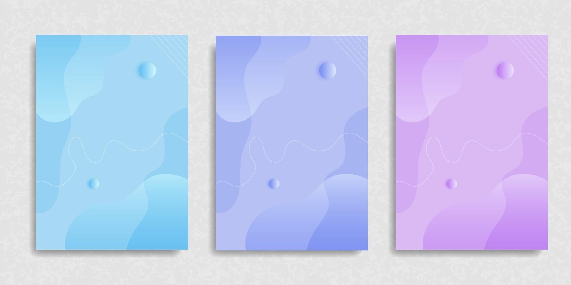 conjunto de fundo ondulado abstrato premium em azul claro, roxo e violeta vetor
